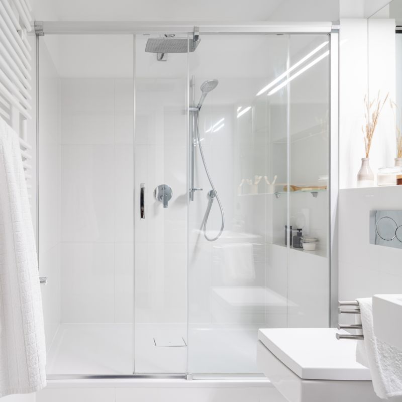 Compact Shower with Glass Enclosure